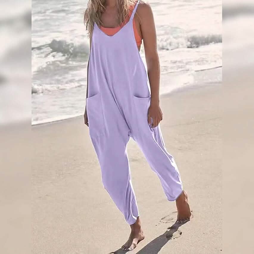 Women's Jumpsuit Maternity Solid Color V Neck Regular Fit Sleeveless - A-1 Thread Vault