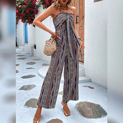 Women's Jumpsuit Pocket Print Geometric Square - A-1 Thread Vault