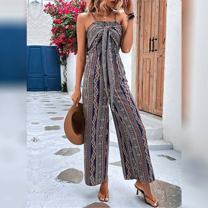 Women's Jumpsuit Pocket Print Geometric Square - A-1 Thread Vault
