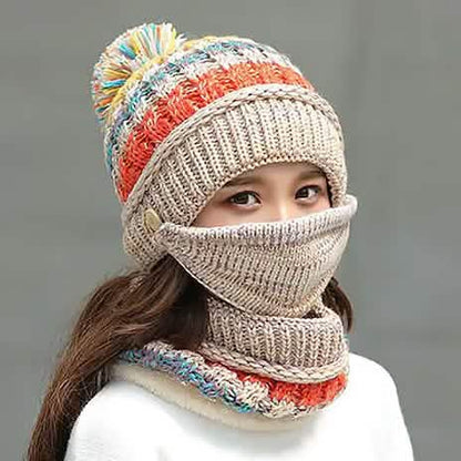 Women's Knitted Hat Scarf Mask Set - A-1 Thread Vault