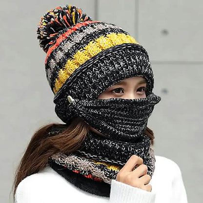 Women's Knitted Hat Scarf Mask Set - A-1 Thread Vault
