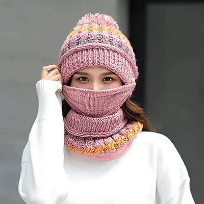 Women's Knitted Hat Scarf Mask Set - A-1 Thread Vault