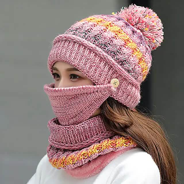 Women's Knitted Hat Scarf Mask Set - A-1 Thread Vault