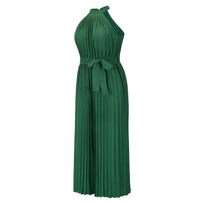 Women's Lace-Up Halter Casual Wide-Leg Jumpsuit - A-1 Thread Vault