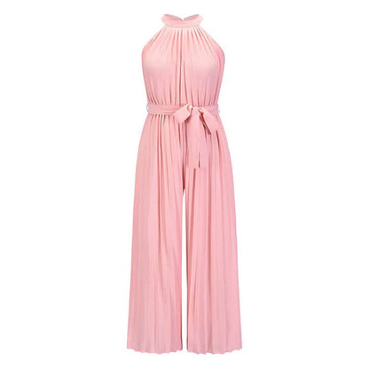 Women's Lace-Up Halter Casual Wide-Leg Jumpsuit - A-1 Thread Vault