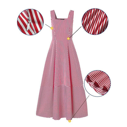 Women's Long A Line Striped Maxi Dress - A-1 Thread Vault