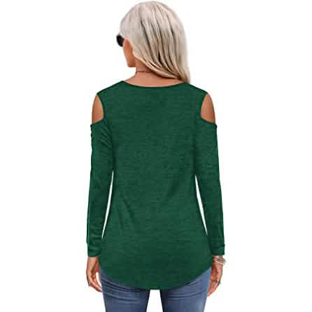 Womens Long Sleeve Cold Shoulder Basic Tee Tops Shirts - A-1 Thread Vault