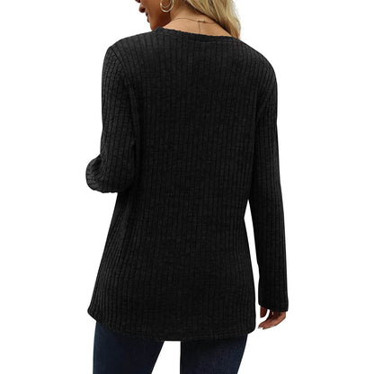 Women's Long Sleeve Crew Neck Tunic Tops Buttons Side - A-1 Thread Vault