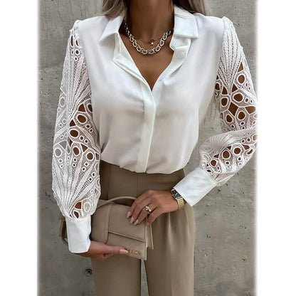 Women's Long Sleeve Cutout Lace Button Down Shirt - A-1 Thread Vault
