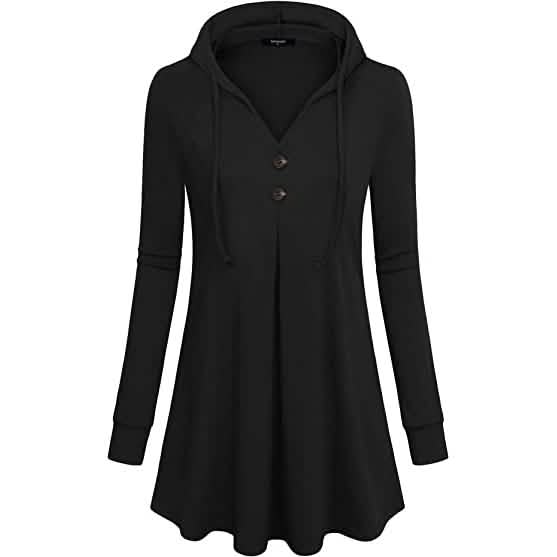 Women's Long Sleeve Hooded Tunic Tops - A-1 Thread Vault