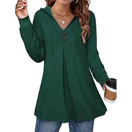 Women's Long Sleeve Hooded Tunic Tops - A-1 Thread Vault