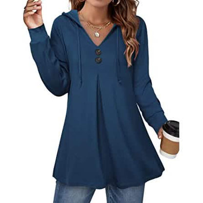 Women's Long Sleeve Hooded Tunic Tops - A-1 Thread Vault