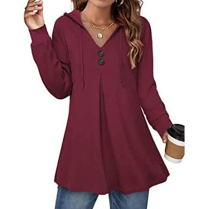 Women's Long Sleeve Hooded Tunic Tops - A-1 Thread Vault