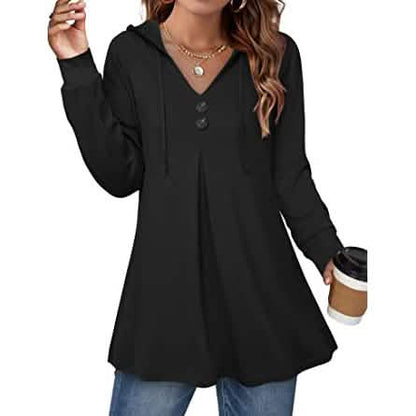 Women's Long Sleeve Hooded Tunic Tops - A-1 Thread Vault