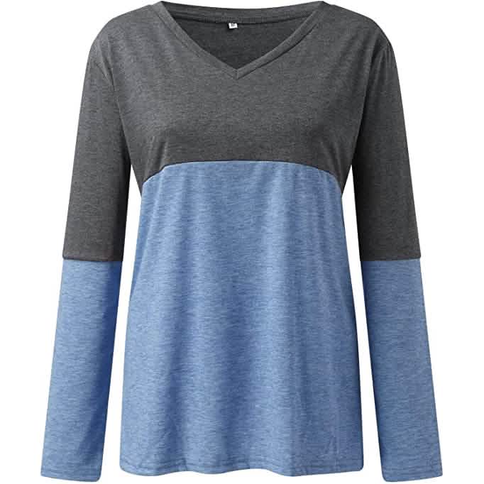 Women's Long Sleeve V Neck Loose Basic Shirt - A-1 Thread Vault