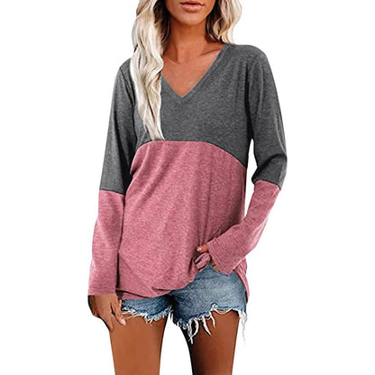 Women's Long Sleeve V Neck Loose Basic Shirt - A-1 Thread Vault