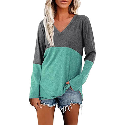 Women's Long Sleeve V Neck Loose Basic Shirt - A-1 Thread Vault