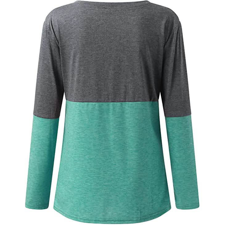 Women's Long Sleeve V Neck Loose Basic Shirt - A-1 Thread Vault