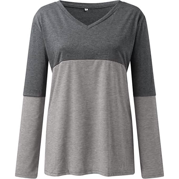 Women's Long Sleeve V Neck Loose Basic Shirt - A-1 Thread Vault