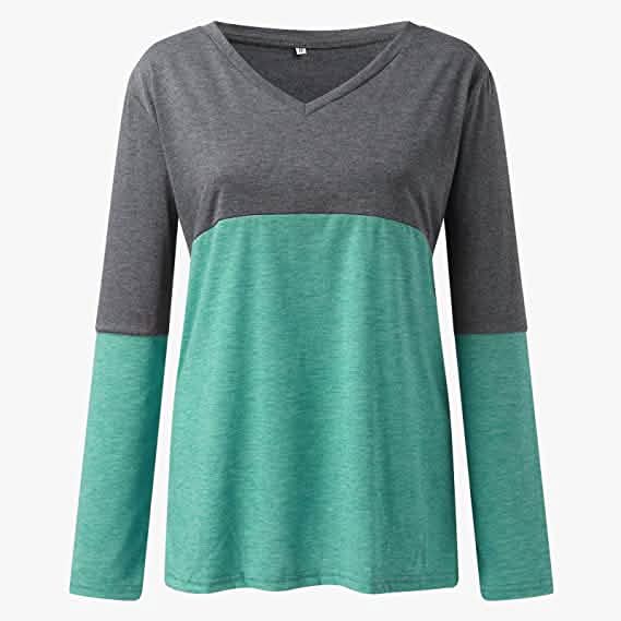 Women's Long Sleeve V Neck Loose Basic Shirt - A-1 Thread Vault