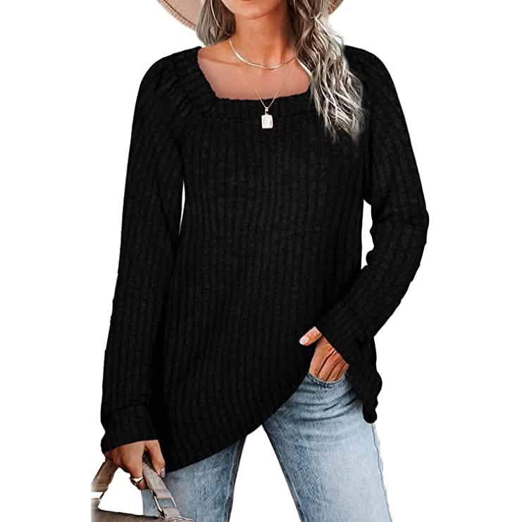 Women's Long Sleeve V Neck Sweater Tops - A-1 Thread Vault