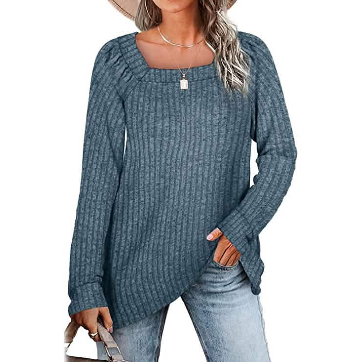 Women's Long Sleeve V Neck Sweater Tops - A-1 Thread Vault
