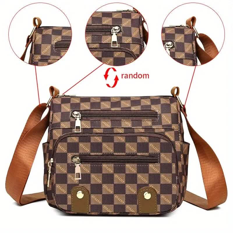Women's Multi Pocket Plaid Pattern Crossbody Bag - A-1 Thread Vault