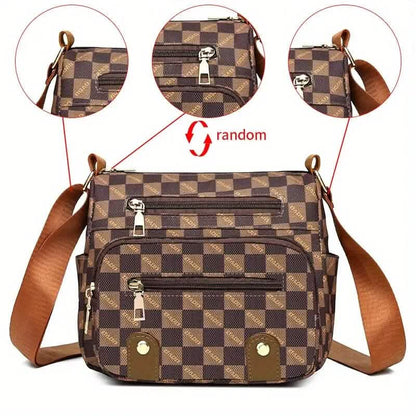 Women's Multi Pocket Plaid Pattern Crossbody Bag - A-1 Thread Vault
