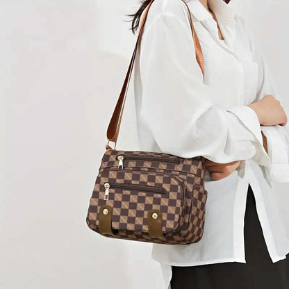 Women's Multi Pocket Plaid Pattern Crossbody Bag - A-1 Thread Vault