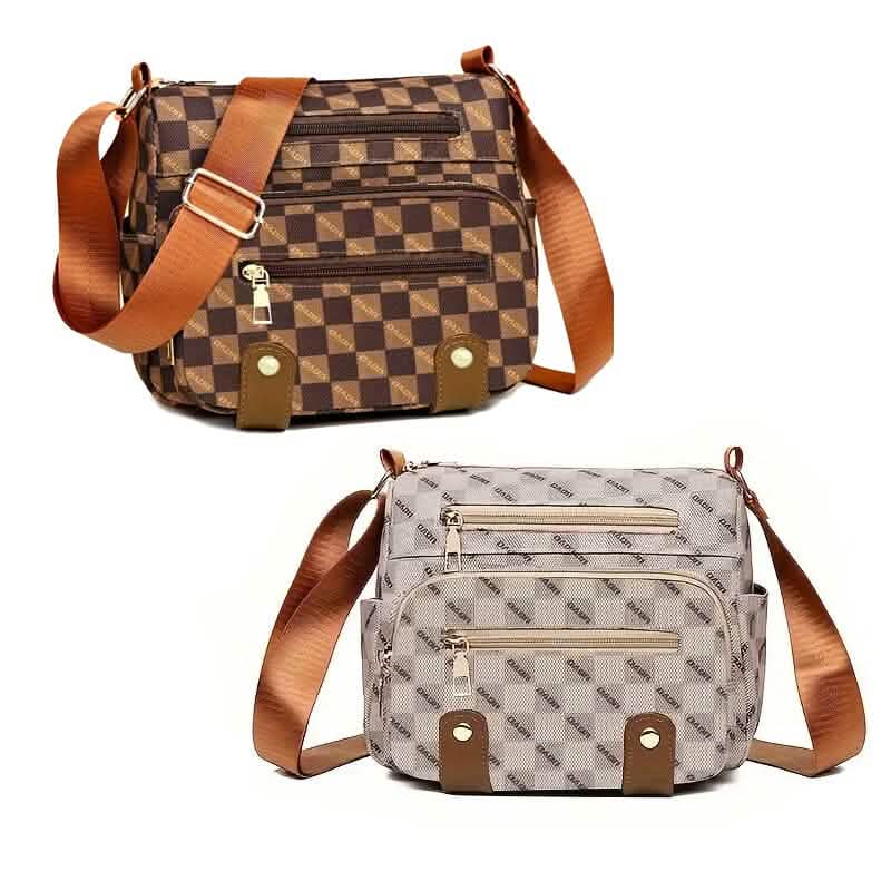 Women's Multi Pocket Plaid Pattern Crossbody Bag - A-1 Thread Vault