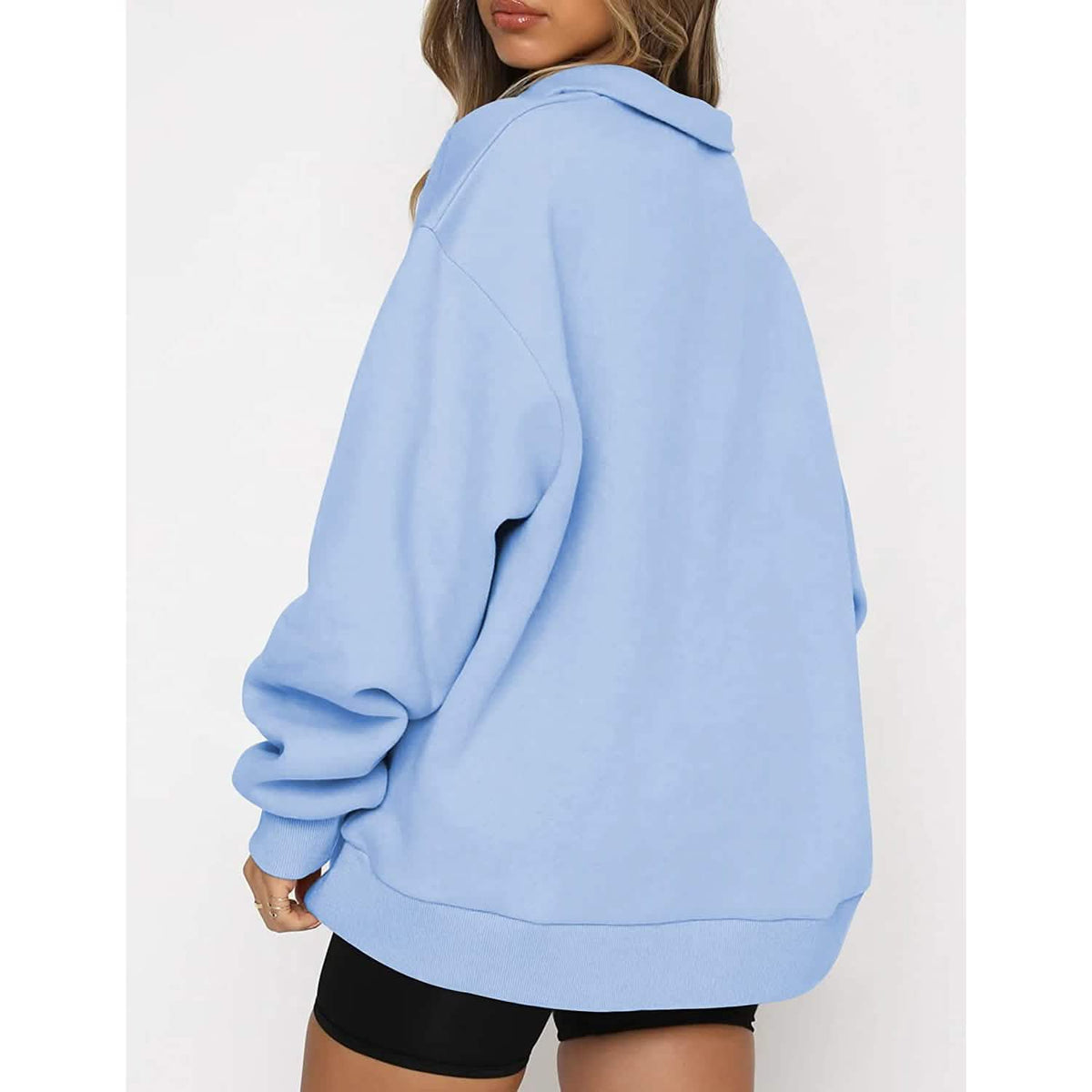 Womens Oversized Half Zip Pullover Long Sleeve Sweatshirt - A-1 Thread Vault