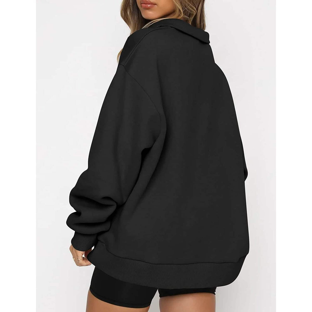 Womens Oversized Half Zip Pullover Long Sleeve Sweatshirt - A-1 Thread Vault