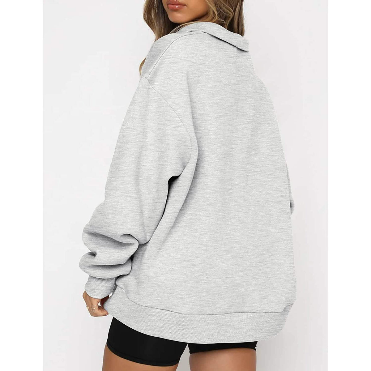 Womens Oversized Half Zip Pullover Long Sleeve Sweatshirt - A-1 Thread Vault