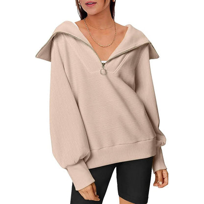 Womens Oversized Half Zip Pullover Sweatshirts Hoodie - A-1 Thread Vault