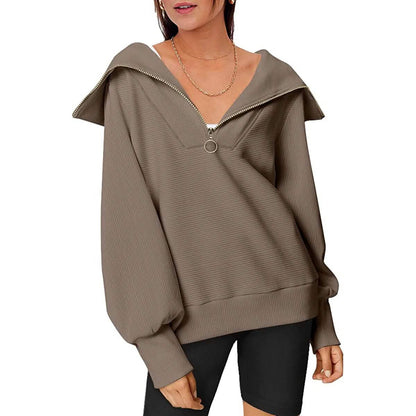 Womens Oversized Half Zip Pullover Sweatshirts Hoodie - A-1 Thread Vault