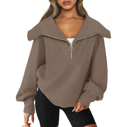 Womens Oversized Half Zip Pullover Sweatshirts Hoodie - A-1 Thread Vault