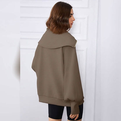 Womens Oversized Half Zip Pullover Sweatshirts Hoodie - A-1 Thread Vault
