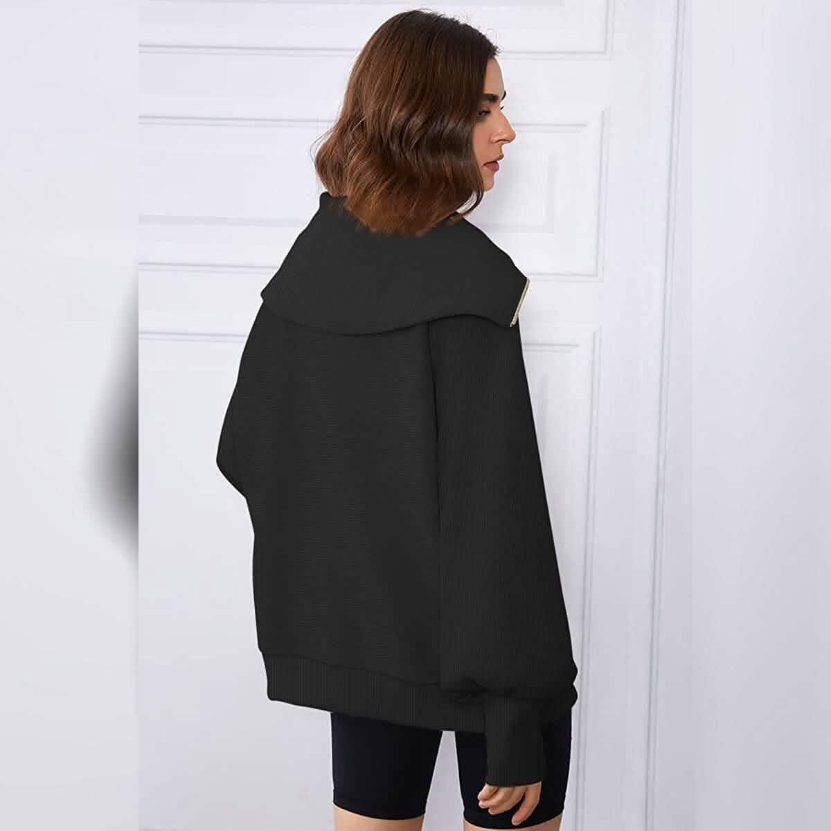 Womens Oversized Half Zip Pullover Sweatshirts Hoodie - A-1 Thread Vault