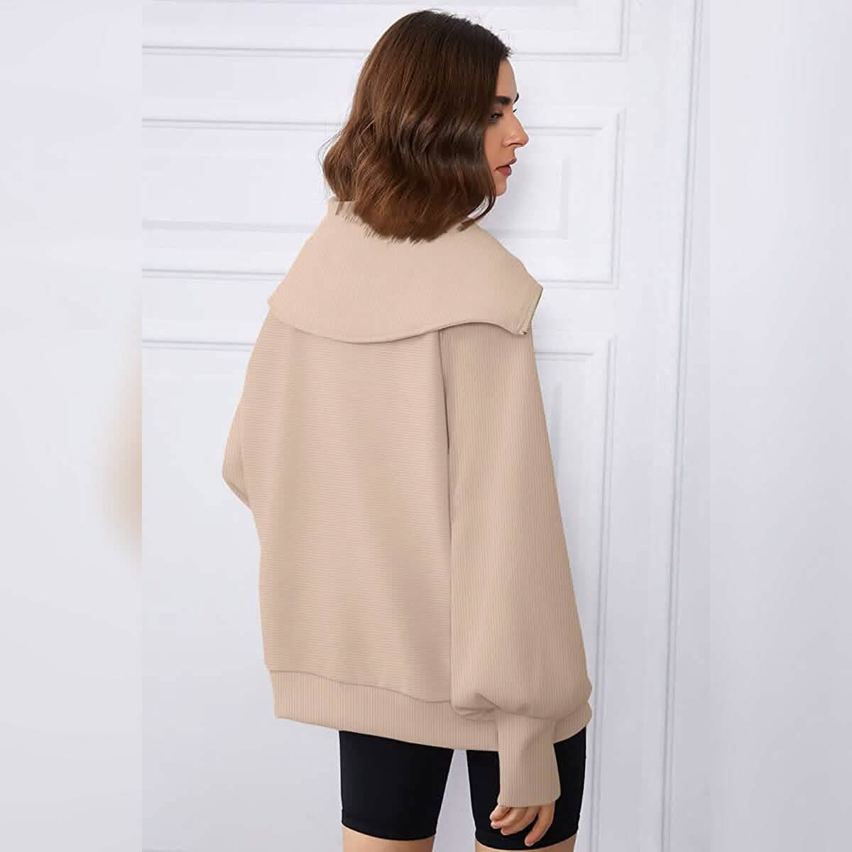 Womens Oversized Half Zip Pullover Sweatshirts Hoodie - A-1 Thread Vault