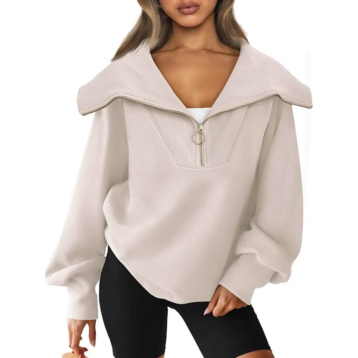 Womens Oversized Half Zip Pullover Sweatshirts Hoodie - A-1 Thread Vault
