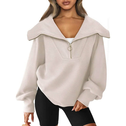 Womens Oversized Half Zip Pullover Sweatshirts Hoodie - A-1 Thread Vault