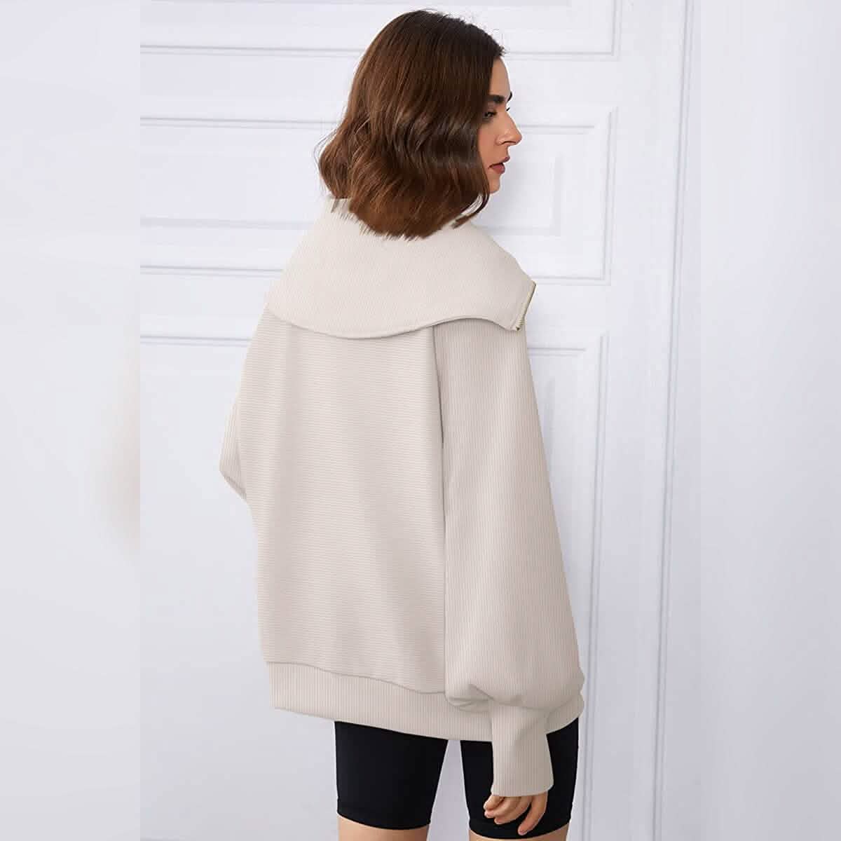 Womens Oversized Half Zip Pullover Sweatshirts Hoodie - A-1 Thread Vault