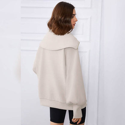 Womens Oversized Half Zip Pullover Sweatshirts Hoodie - A-1 Thread Vault