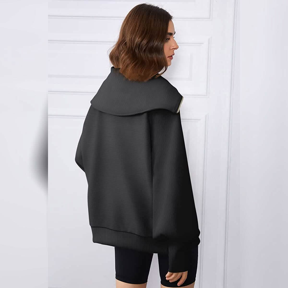 Womens Oversized Half Zip Pullover Sweatshirts Hoodie - A-1 Thread Vault