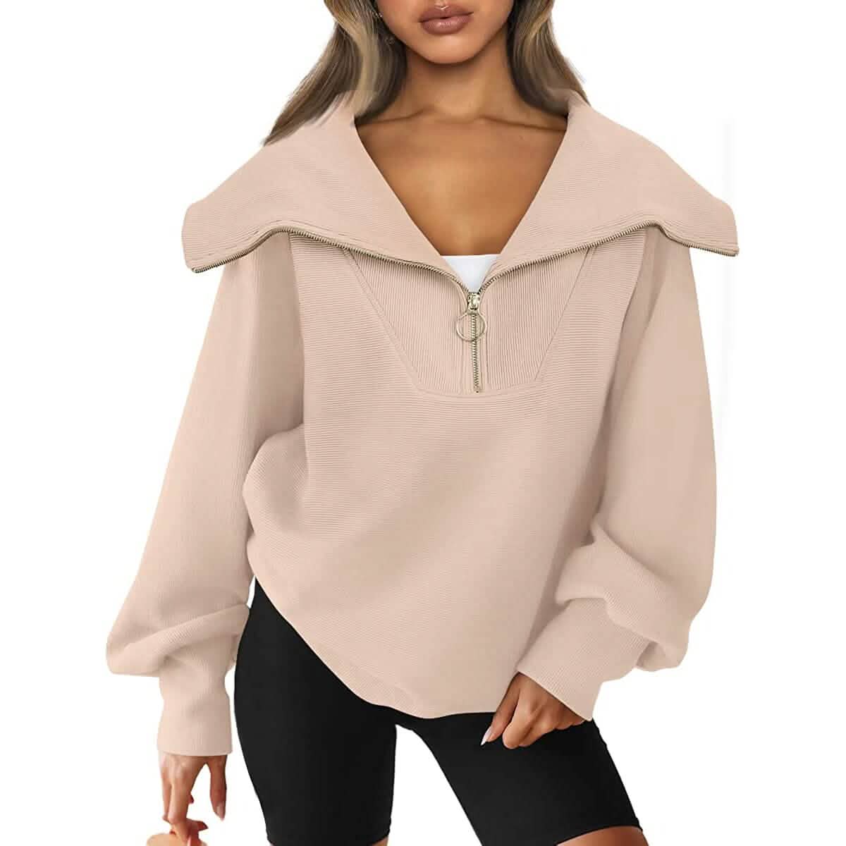 Womens Oversized Half Zip Pullover Sweatshirts Hoodie - A-1 Thread Vault