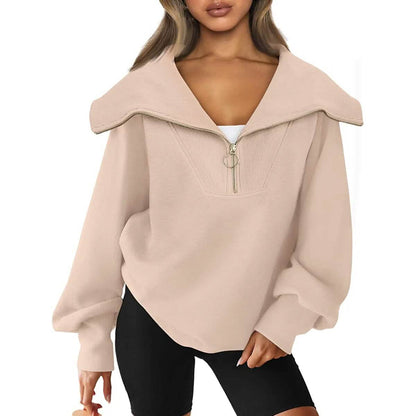 Womens Oversized Half Zip Pullover Sweatshirts Hoodie - A-1 Thread Vault