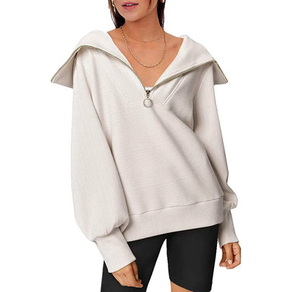 Womens Oversized Half Zip Pullover Sweatshirts Hoodie - A-1 Thread Vault