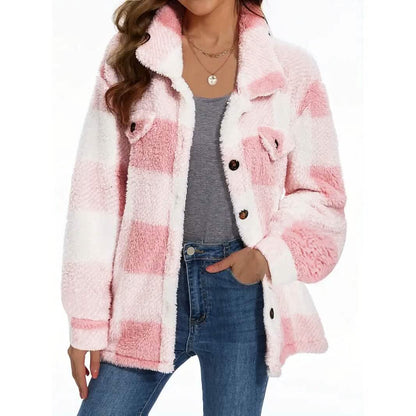 Women's Plaid Button-Front Teddy Coat - A-1 Thread Vault