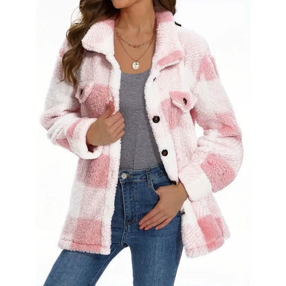 Women's Plaid Button-Front Teddy Coat - A-1 Thread Vault