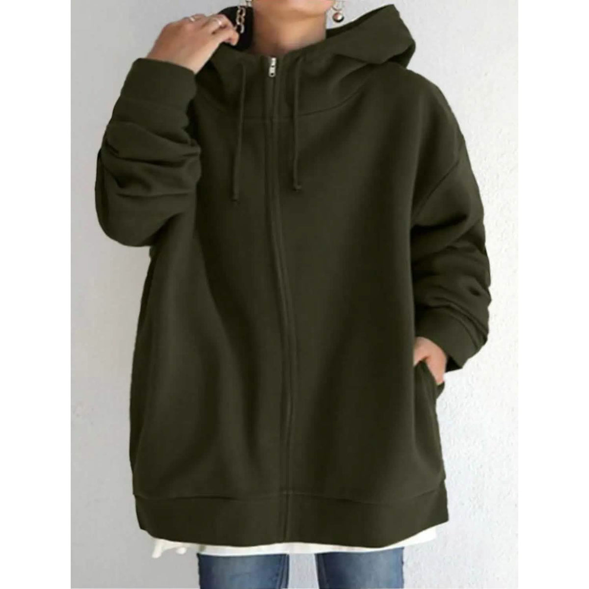 Women's Plus Size Jacket Zipper Pocket Solid Formal Long Sleeve - A-1 Thread Vault